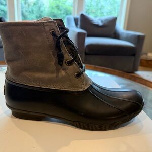 Sperry Black and Gray Winter Rain Boots